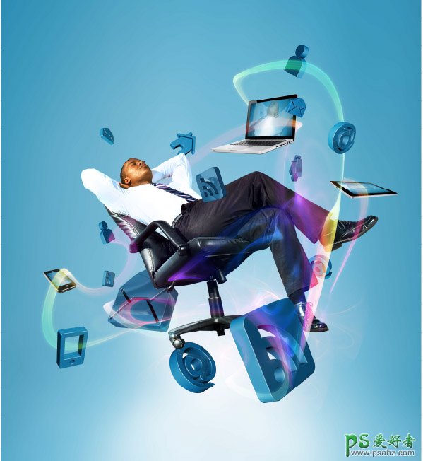 科技藍風格互聯網電子辦公產品廣告,網絡輕松辦公海報圖片。